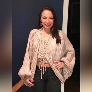 Free people lace up batwing blouse size XS